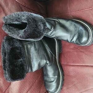 GH Bass & Co, Super Cute Bass Torino Fully Lined Fured Leather Boots, Blk Size 8